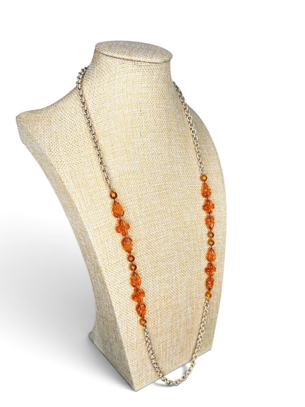 Vintage 1970s Sarah Coventry “Holiday Garden” Faux Amber Necklace - Picture 3 of 14